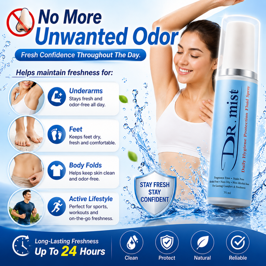 DR. mist Hygiene Spray 50ml – Long-Lasting Deodorant Mist, Fragrance-Free