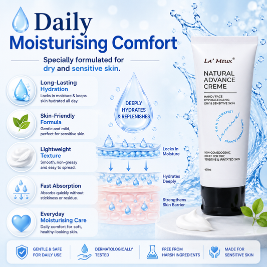 LA’ MIUX Natural Advance Creme 50ml Hypoallergenic Moisturising Care For Dry & Sensitive Skin