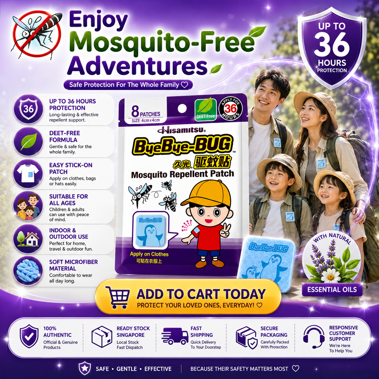 Bye Bye Bug Mosquito Repellent Patch 8s