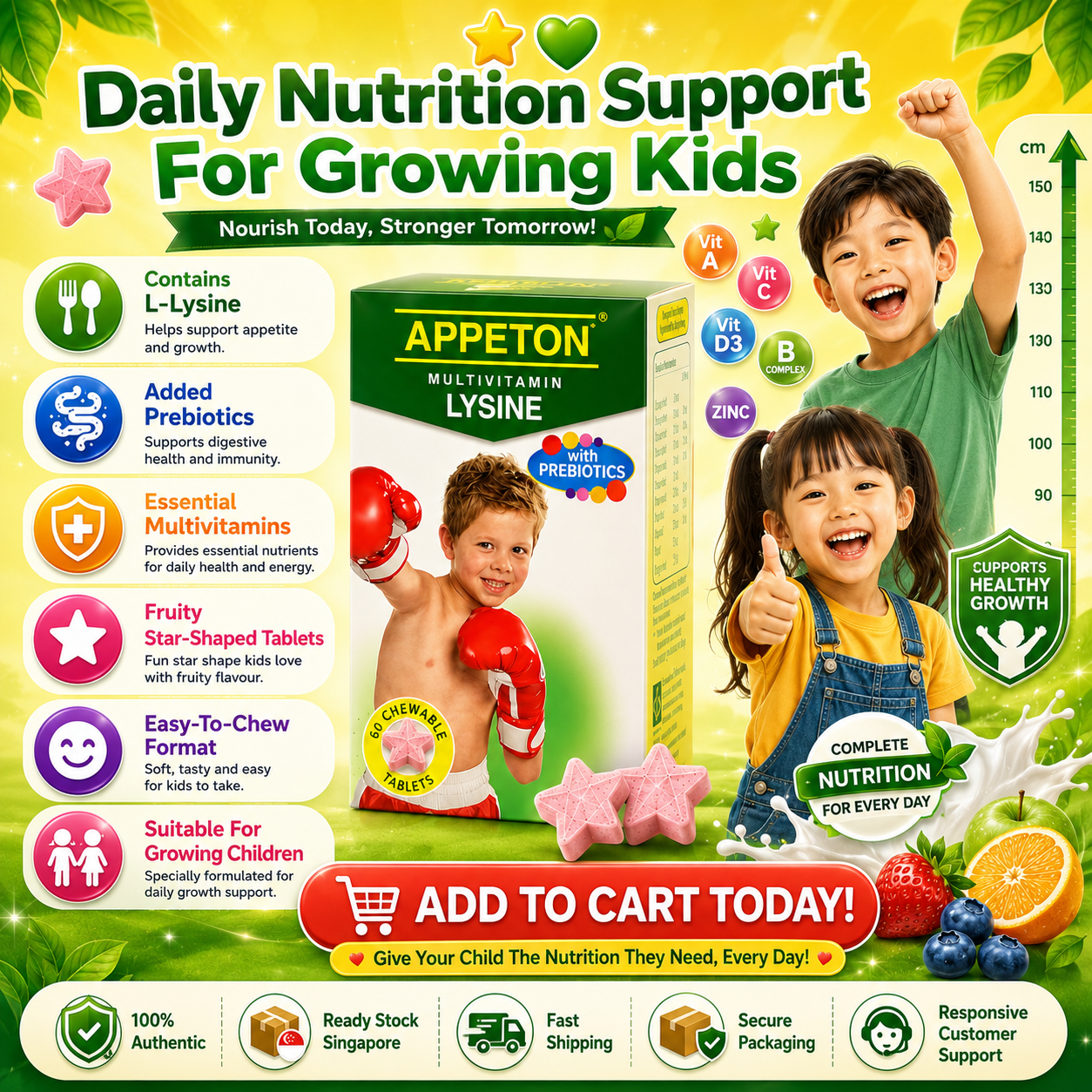 Appeton Multivitamin Lysine with Prebiotics (60 Chewable Tablets)