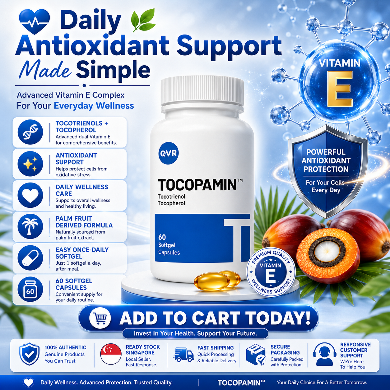 Tocopamin™ 120mg | 60 Softgels Heart Liver Brain Support Antioxidant Supplement