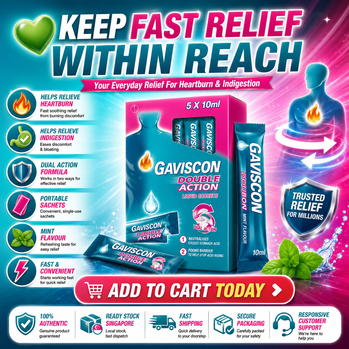 GAVISCON Double Action Liquid 10ml 5s
