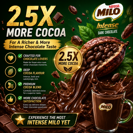 Nestle Milo Intense Dark Chocolate 2.5X More Cocoa Less Sugar Nutritious Malt