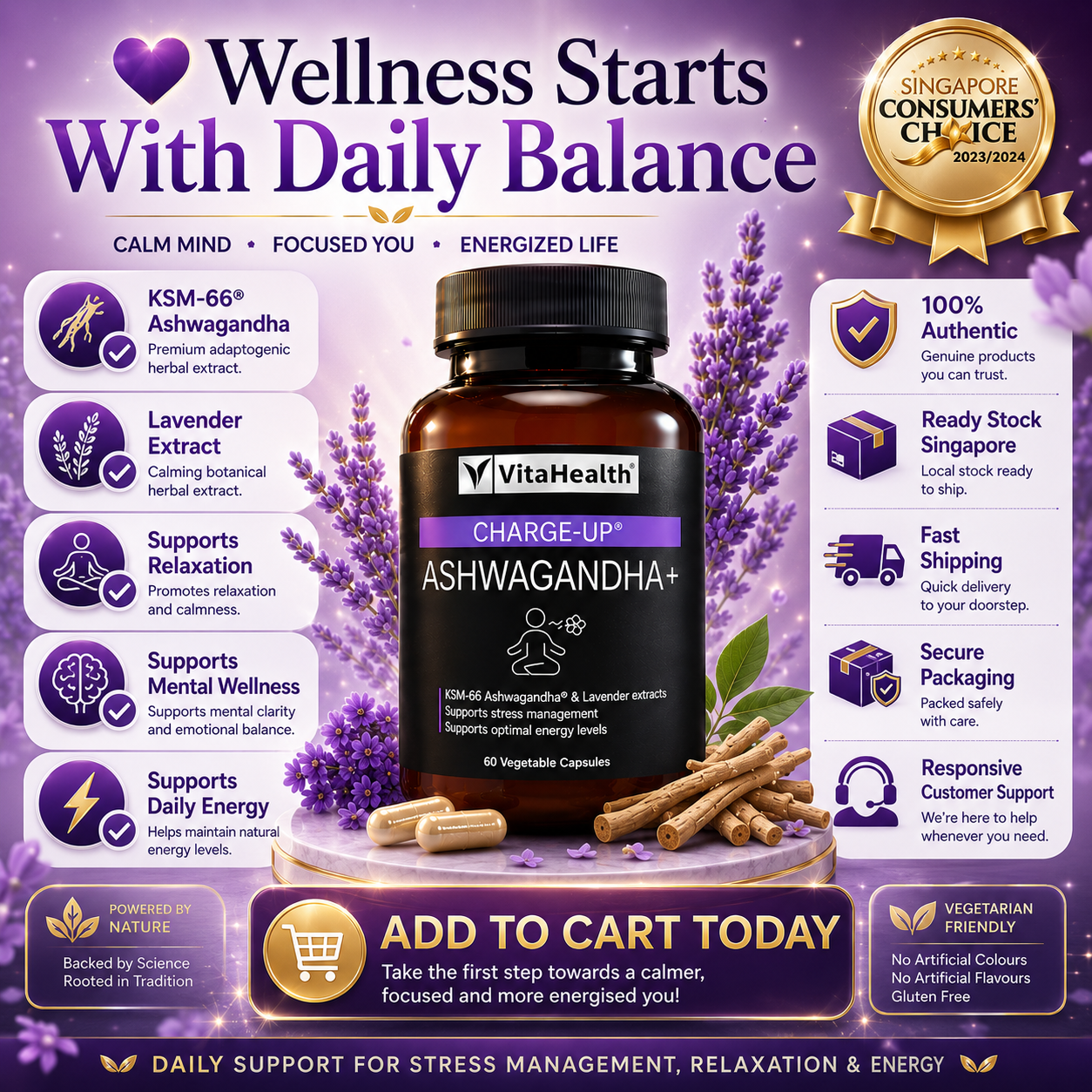 VitaHealth Charge-Up Ashwagandha+ 60s