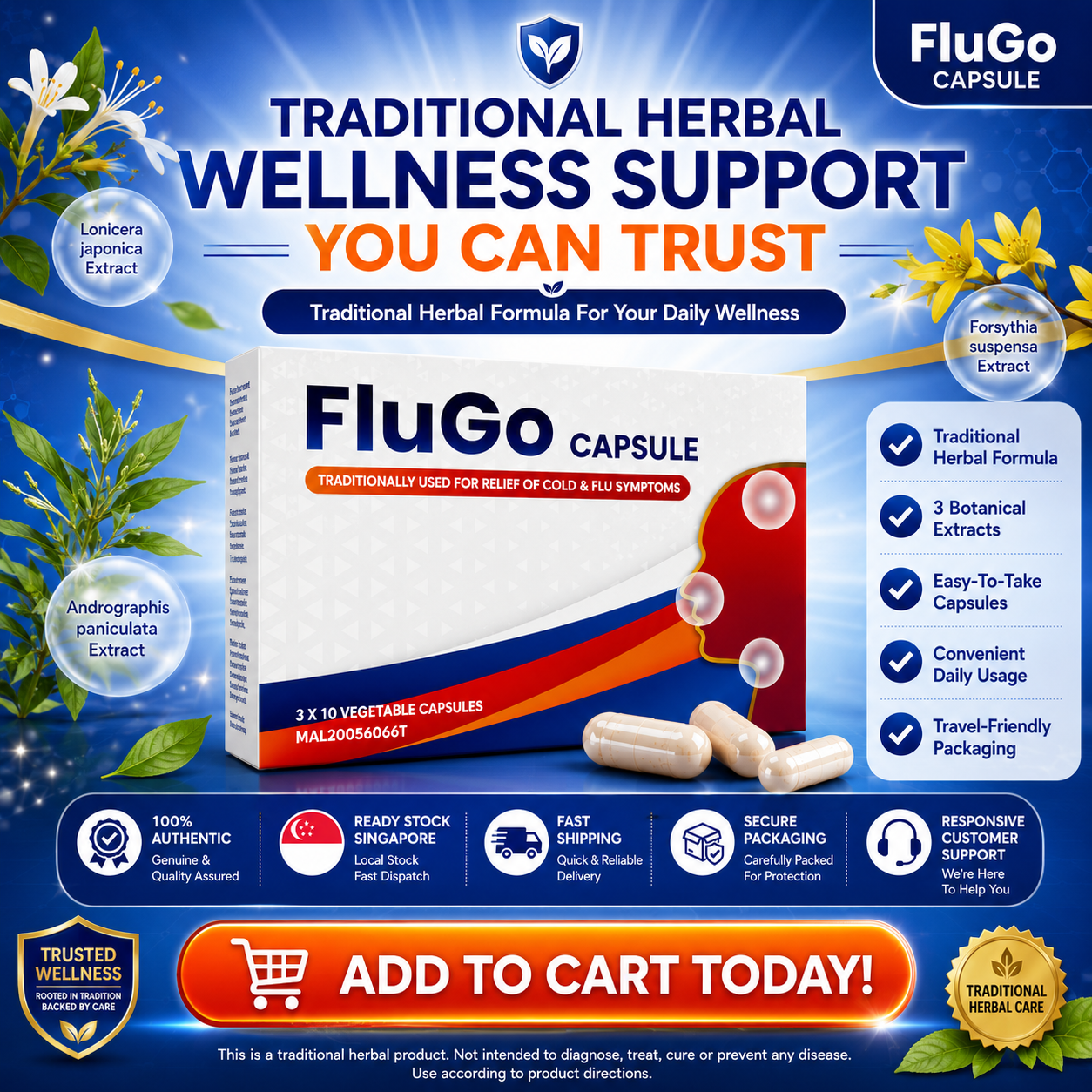 FluGo Capsules ā Cold & Flu Support | 30s