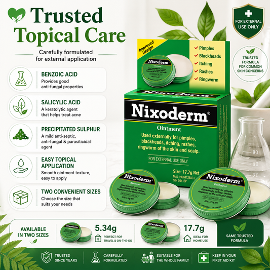 Nixoderm® Ointment | Topical Skin Ointment | For Pimples, Blackheads, Itching, Rashes & Ringworm | External Use