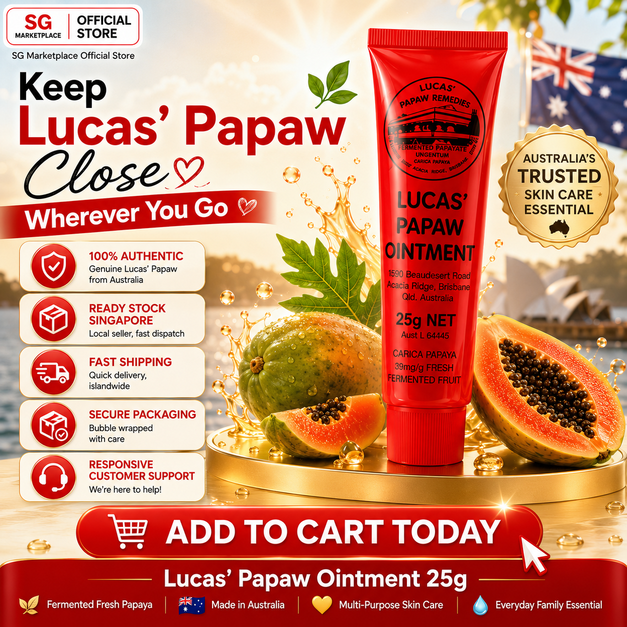 Lucas’ Papaw Ointment 25g | Multi-Purpose Skin Care Balm | Moisturises Dry & Chapped Skin | Australian Papaya Formula