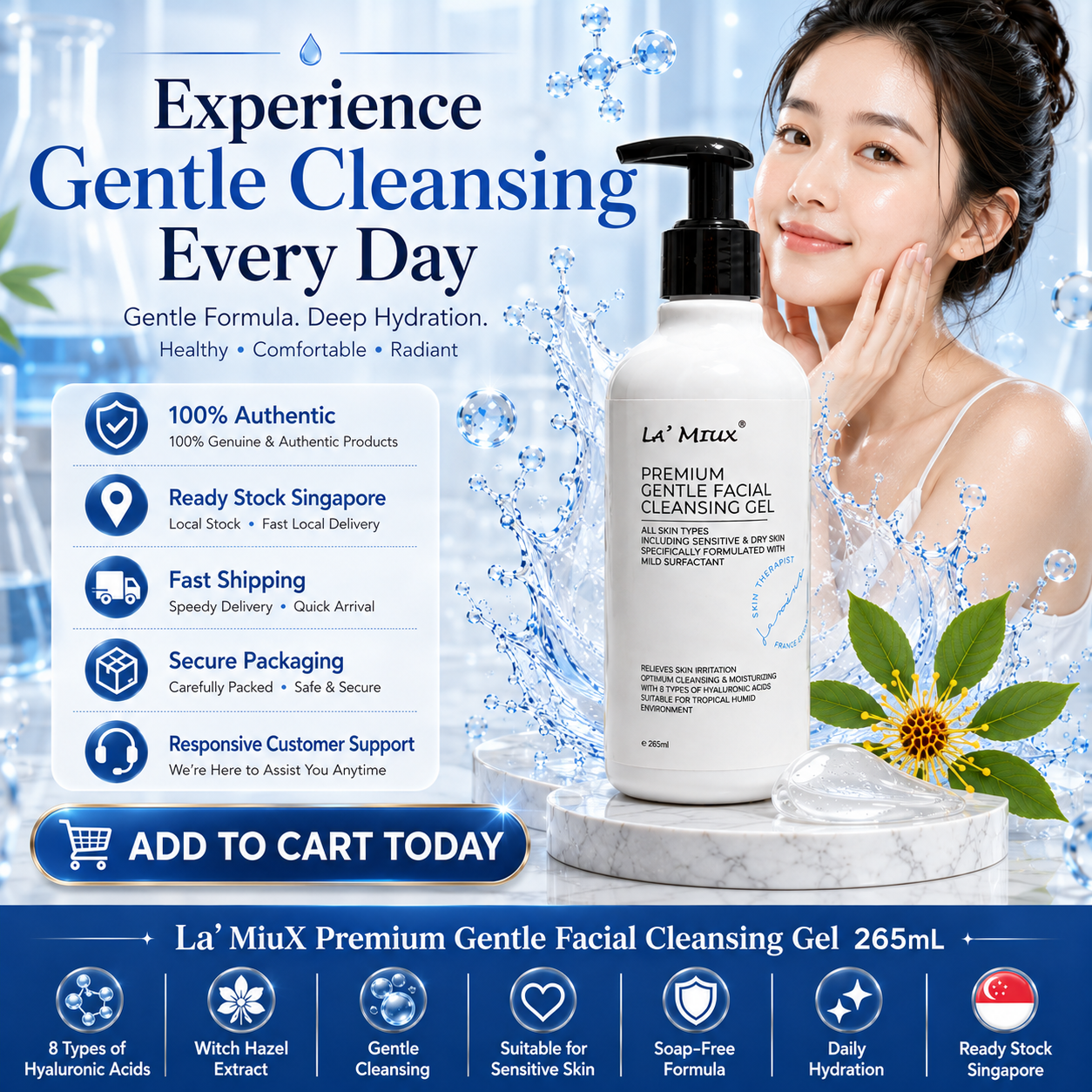 Laβ MiuX Premium Gentle Facial Cleansing Gel 265mL