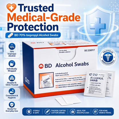BD Alcohol Swabs 70% Isopropyl | Sterile Prep Pads (100pcs/Box)