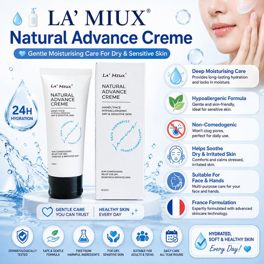LA’ MIUX Natural Advance Creme 50ml Hypoallergenic Moisturising Care For Dry & Sensitive Skin