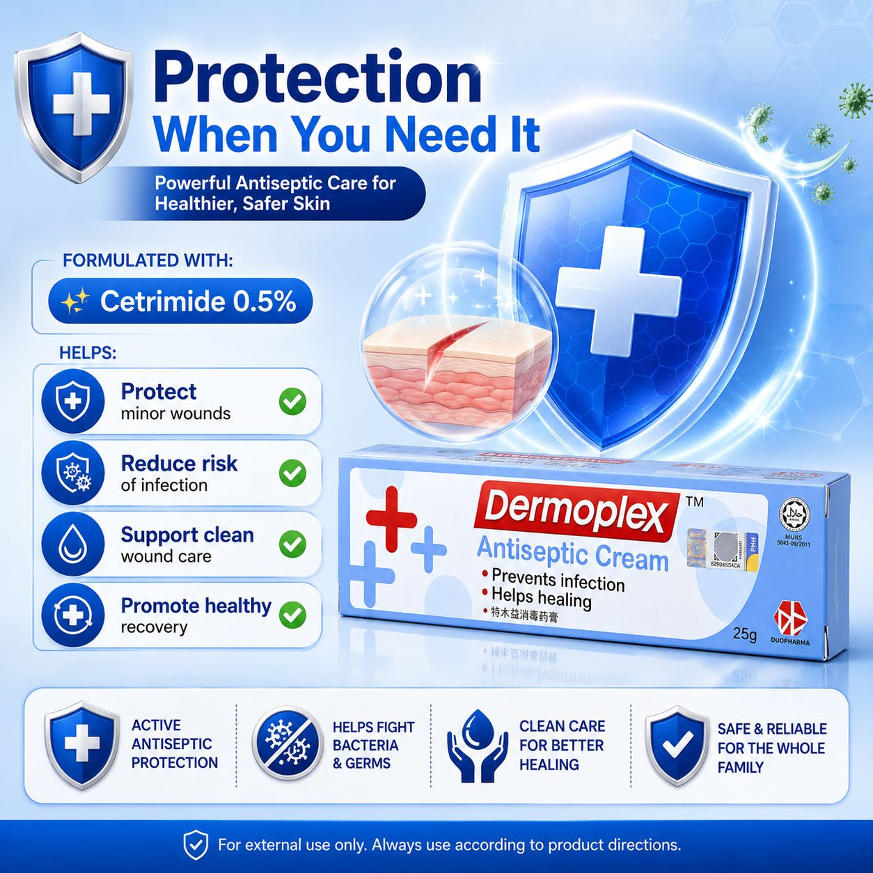 Dermoplex Antiseptic Cream 25g – Prevent Infection & Heal Wounds Fast