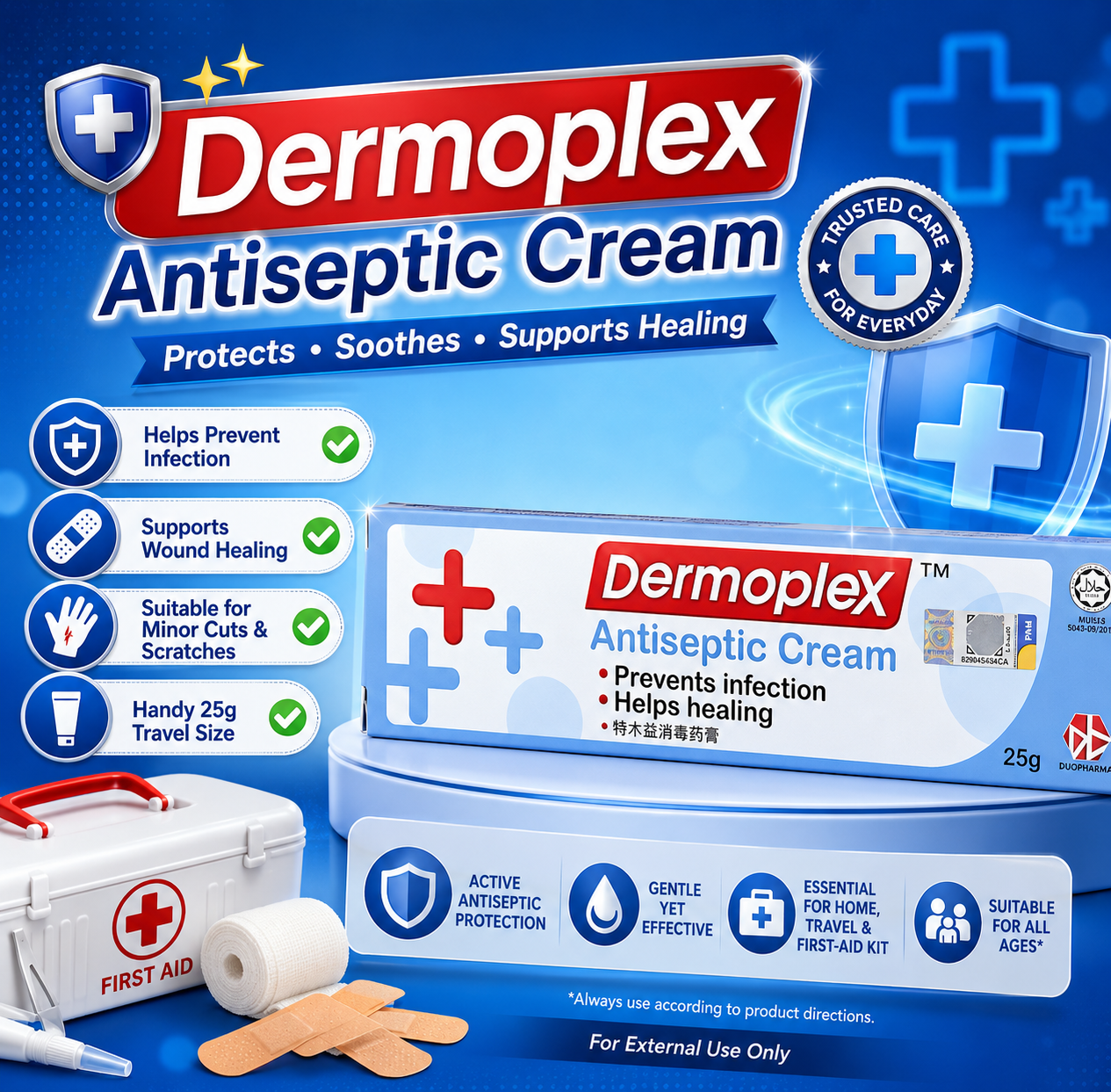Dermoplex Antiseptic Cream 25g – Prevent Infection & Heal Wounds Fast