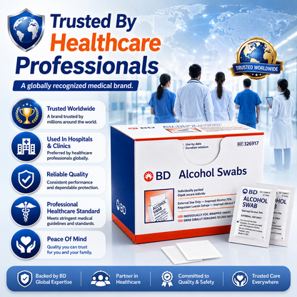 BD Alcohol Swabs 70% Isopropyl | Sterile Prep Pads (100pcs/Box)