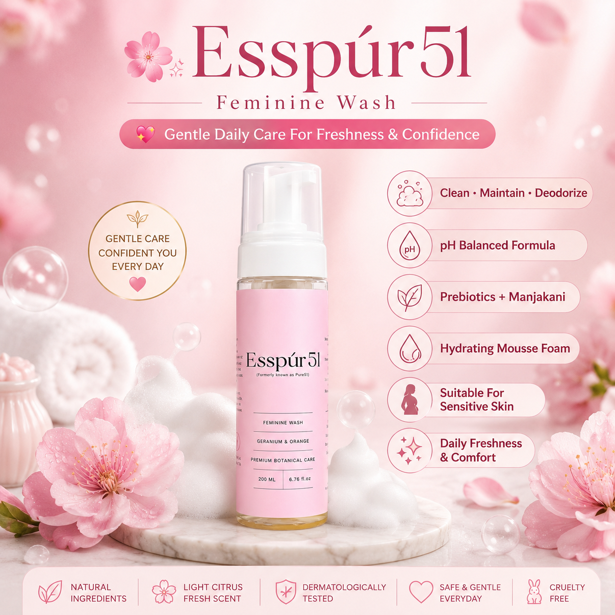 Esspúr51 Feminine Wash Foam 200ml
