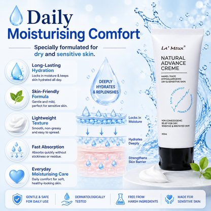LA’ MIUX Natural Advance Creme 50ml Hypoallergenic Moisturising Care For Dry & Sensitive Skin