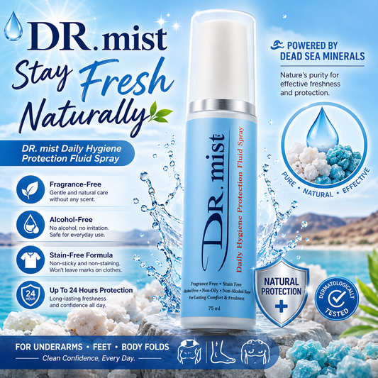 DR. mist Hygiene Spray 50ml – Long-Lasting Deodorant Mist, Fragrance-Free