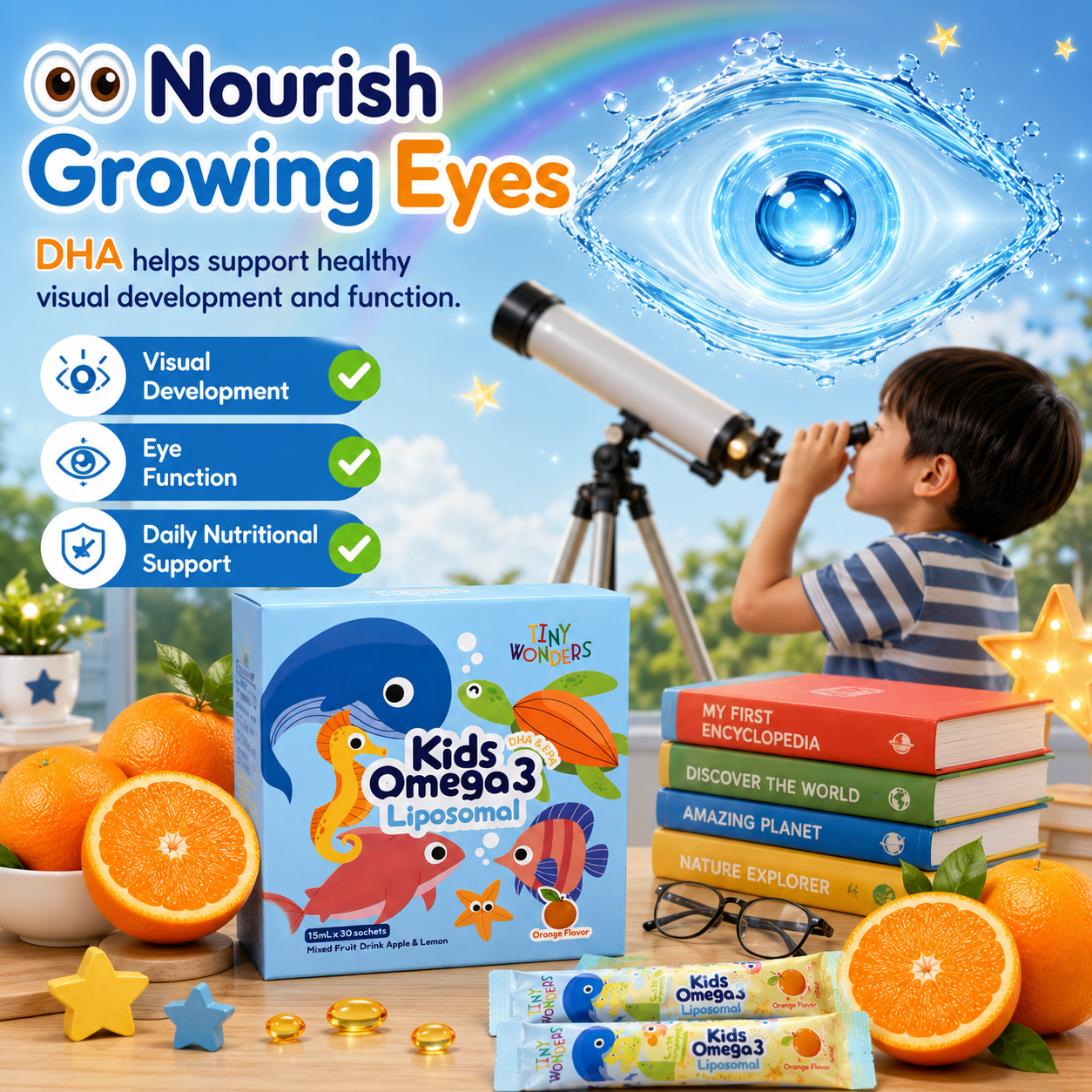 Tiny Wonders Kids Omega 3 Liposomal DHA+EPA | Brain, Eye & Immunity Support