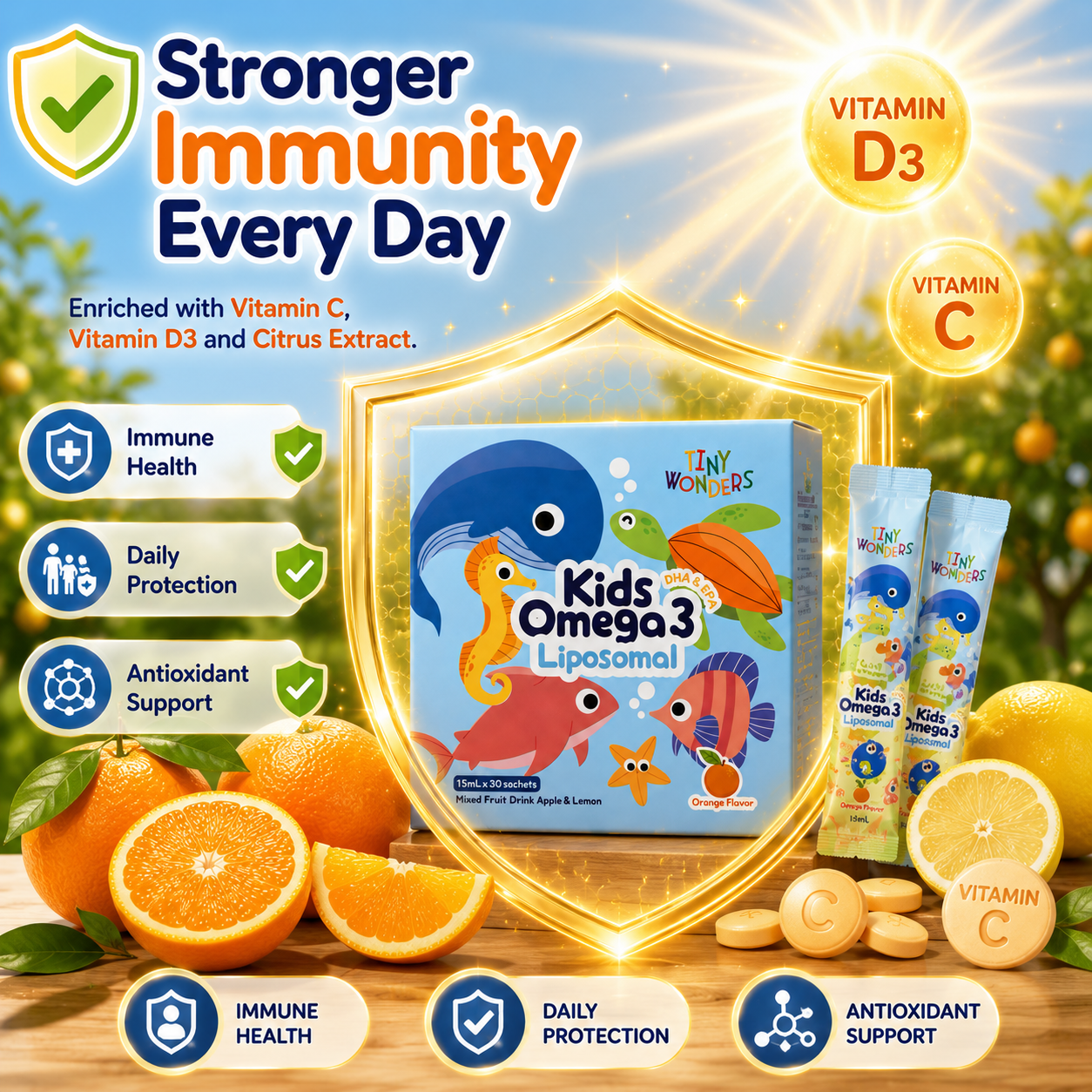 Tiny Wonders Kids Omega 3 Liposomal DHA+EPA | Brain, Eye & Immunity Support