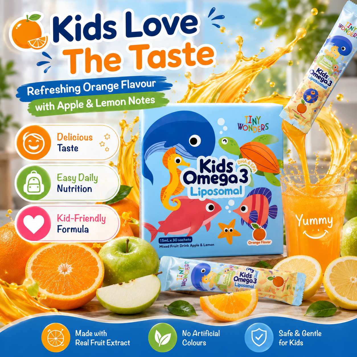 Tiny Wonders Kids Omega 3 Liposomal DHA+EPA | Brain, Eye & Immunity Support