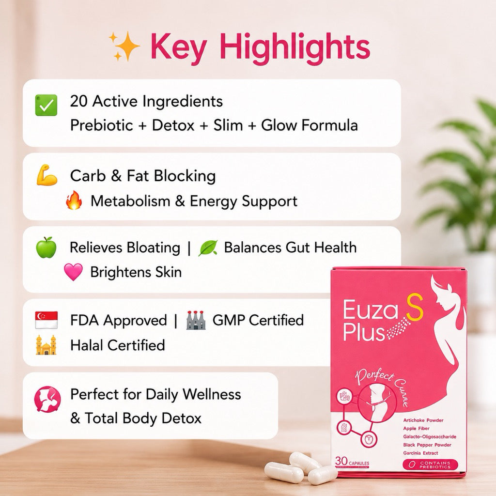 Euza S Plus Prebiotic Fiber Detox Booster 30s - Gut Reset, Bloat & Waistline