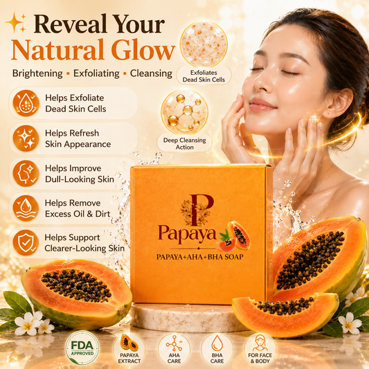 Papaya AHA+BHA Soap – Brightening, Exfoliating & Glow Skin | Face & Body