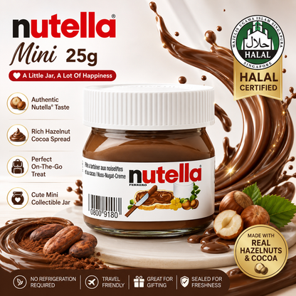 Mini Nutella 25g Pocket-Sized Chocolate Hazelnut Spread Perfect For Travel Gift