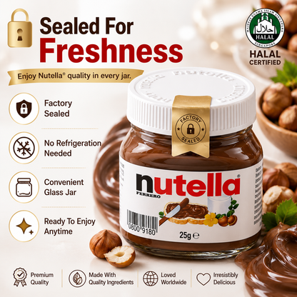 Mini Nutella 25g Pocket-Sized Chocolate Hazelnut Spread Perfect For Travel Gift