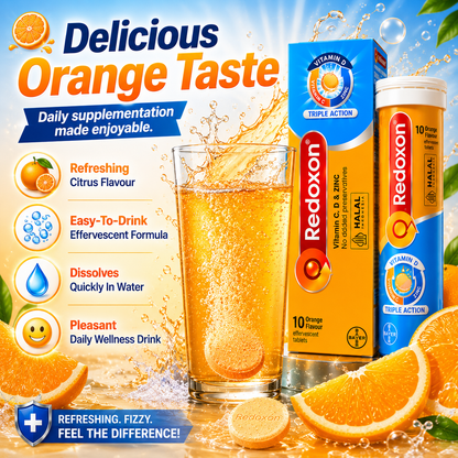 Redoxon Triple Action Vitamin C 1000mg + Vitamin D + Zinc Effervescent Tablets 10’s