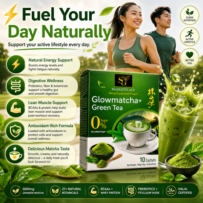 GlowMatcha+ | Burn Fat | Detox | Boost Metabolism | Curb Appetite | Zero Sugar | 100% Natural