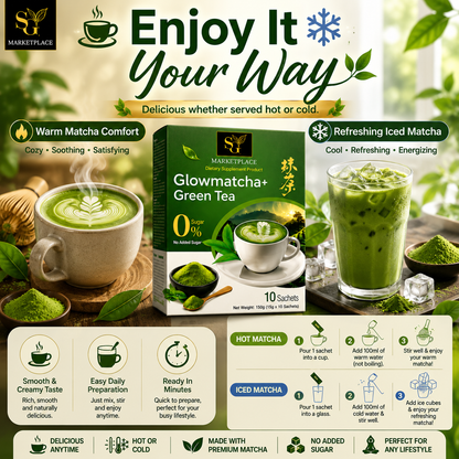 GlowMatcha+ | Burn Fat | Detox | Boost Metabolism | Curb Appetite | Zero Sugar | 100% Natural