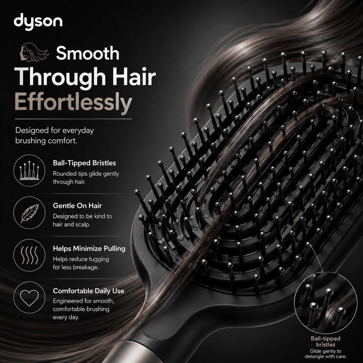 Premium Dyson Paddle Brush (Black & Nickel)