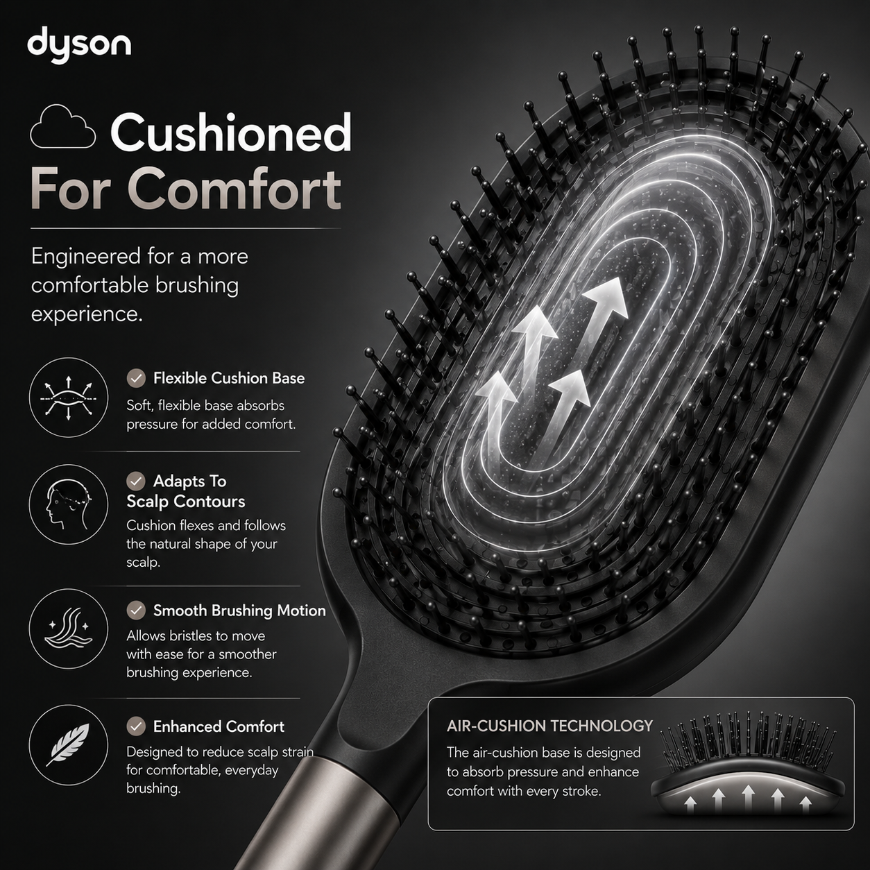 Premium Dyson Paddle Brush (Black & Nickel)