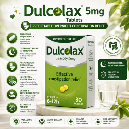 Dulcolax 5mg Tablets (30pcs) Fast Predictable Constipation Relief Medication