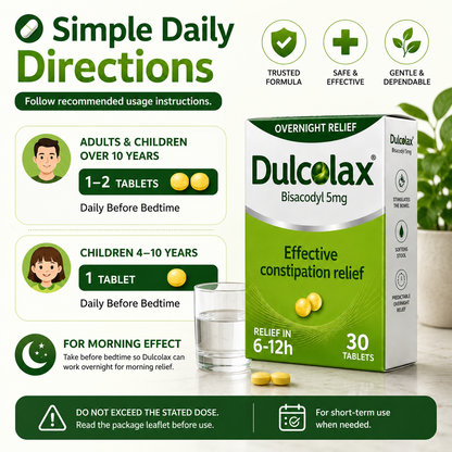Dulcolax 5mg Tablets (30pcs) Fast Predictable Constipation Relief Medication