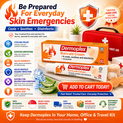Dermoplex Burn-aid Antiseptic Cream 25g | For Burns, Cuts, Wounds & Insect Bites