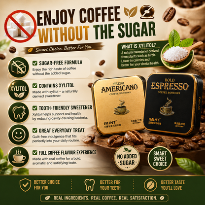 I’MINT Sugar Free Coffee Bonbons 32g | Xylitol Fresh Americano & Bold Espresso