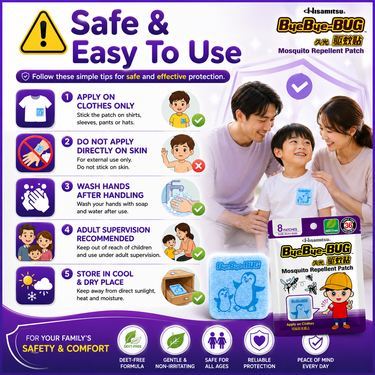 Bye Bye Bug Mosquito Repellent Patch 8s