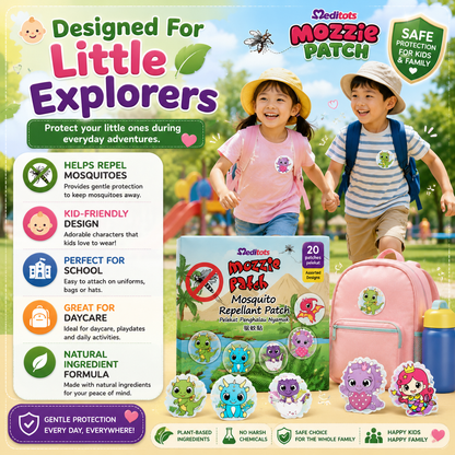 Meditots Mozzie Patch 20s – Safe, Natural & Cute Protection for Kids