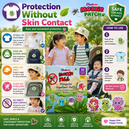 Meditots Mozzie Patch 20s – Safe, Natural & Cute Protection for Kids