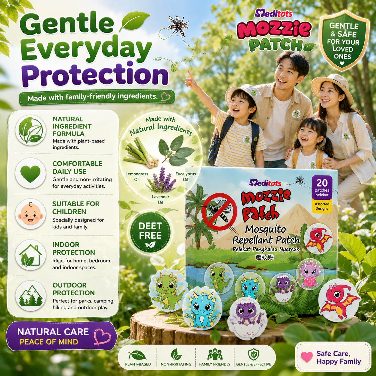 Meditots Mozzie Patch 20s – Safe, Natural & Cute Protection for Kids
