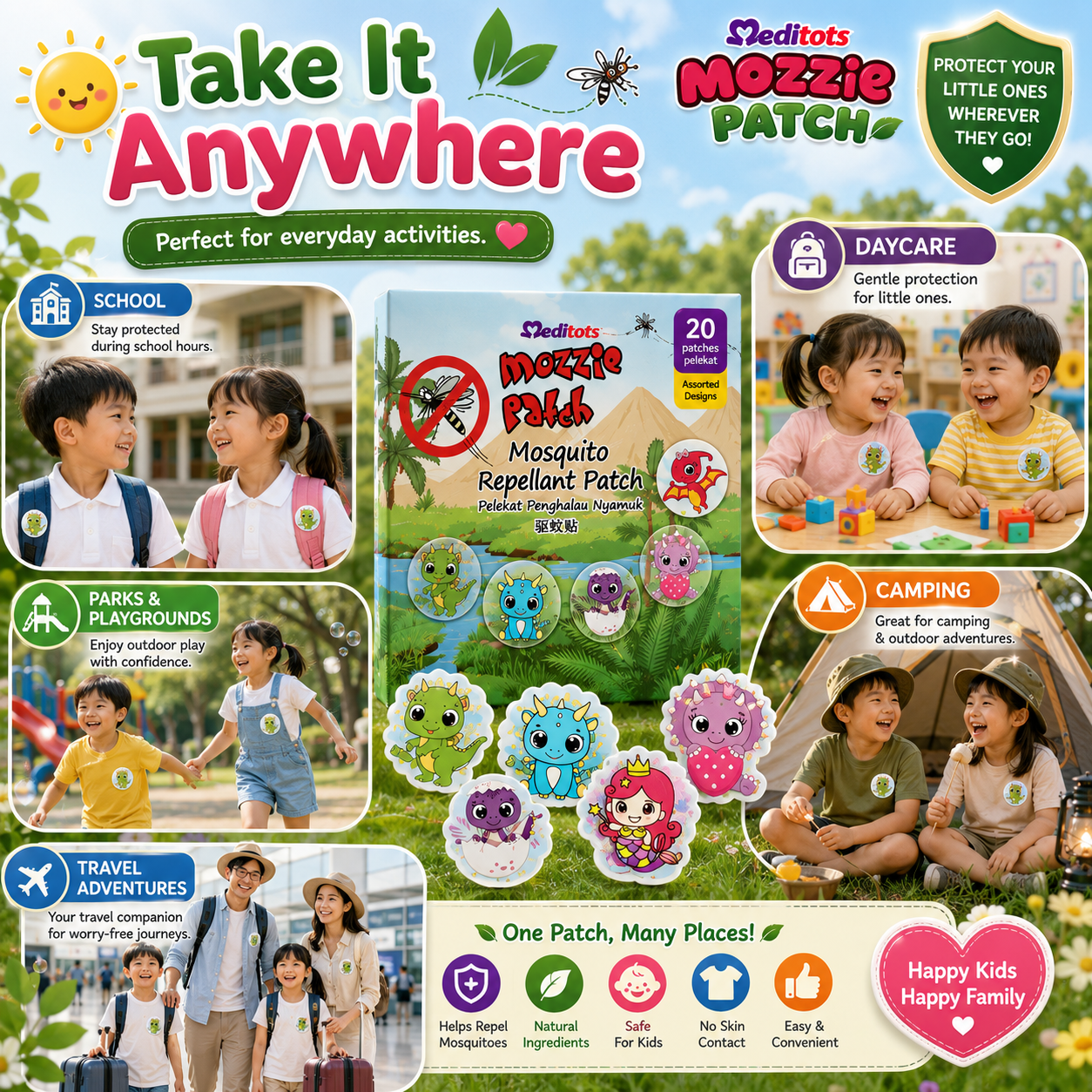 Meditots Mozzie Patch 20s – Safe, Natural & Cute Protection for Kids