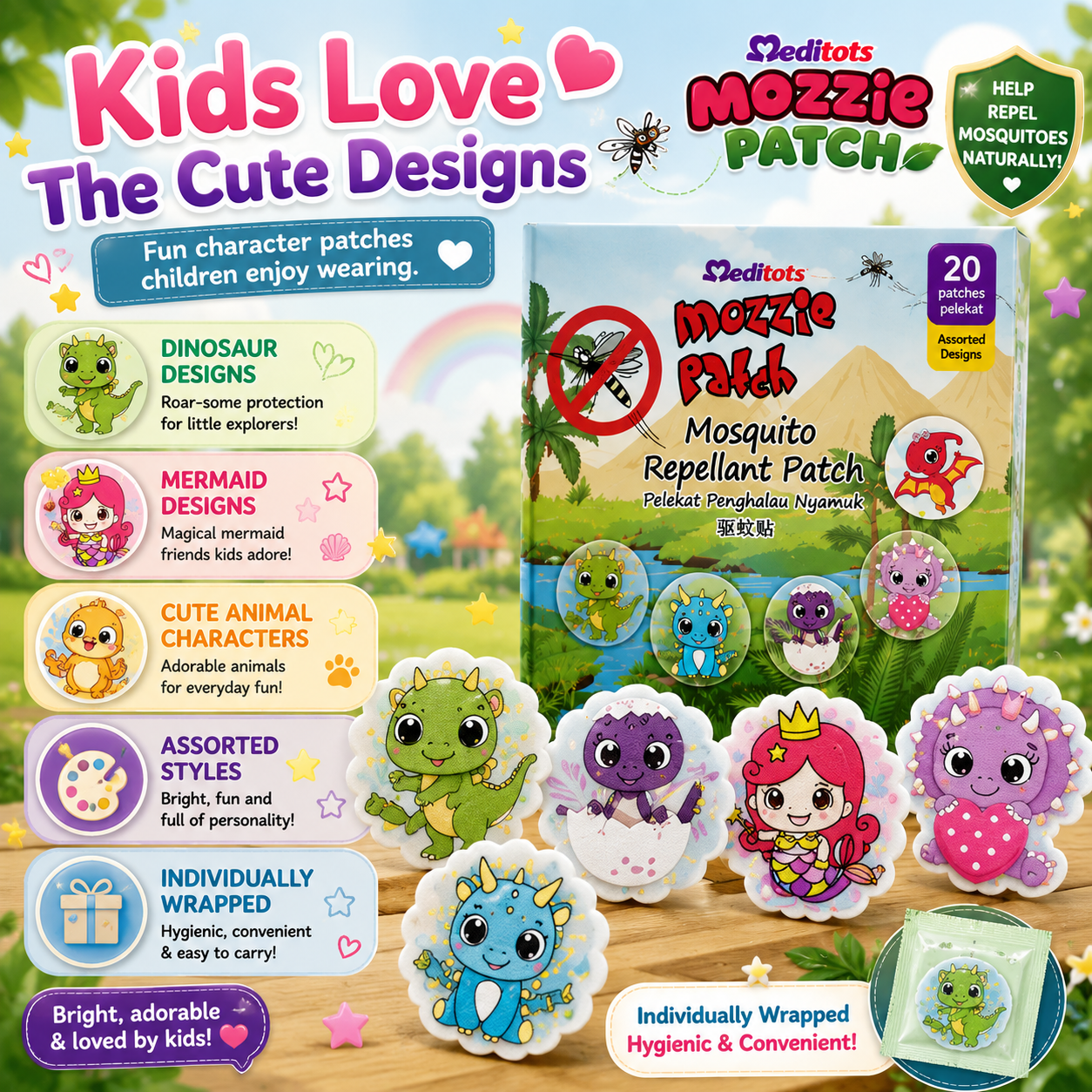 Meditots Mozzie Patch 20s – Safe, Natural & Cute Protection for Kids