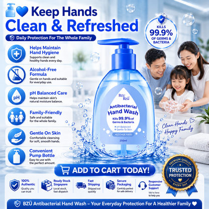 BZÜ BZÜ Antibacterial Hand Wash 250ml Alcohol Free | pH Balanced Gentle to Skin