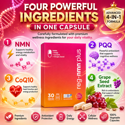 reg-nmn™ plus 30s | NMN + PQQ + CoQ10 + Grape Seed Extract| Anti-Aging & Energy Support