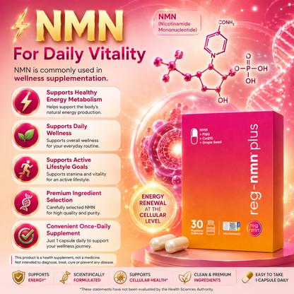 reg-nmn™ plus 30s | NMN + PQQ + CoQ10 + Grape Seed Extract| Anti-Aging & Energy Support