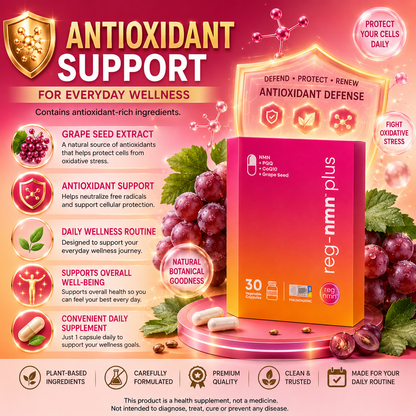 reg-nmn™ plus 30s | NMN + PQQ + CoQ10 + Grape Seed Extract| Anti-Aging & Energy Support