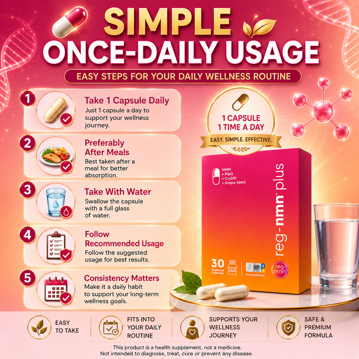 reg-nmn™ plus 30s | NMN + PQQ + CoQ10 + Grape Seed Extract| Anti-Aging & Energy Support