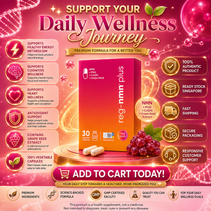 reg-nmn™ plus 30s | NMN + PQQ + CoQ10 + Grape Seed Extract| Anti-Aging & Energy Support