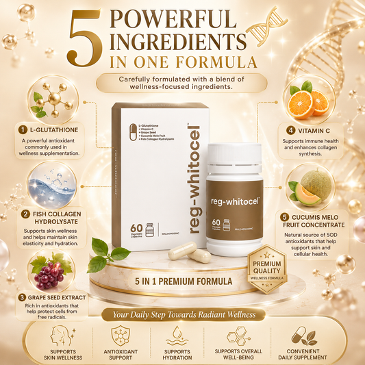 REG-WHITOCEL 60s | L-Glutathione + Collagen + Grape Seed + Vitamin C Antioxidant Supplement