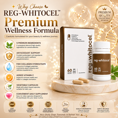 REG-WHITOCEL 60s | L-Glutathione + Collagen + Grape Seed + Vitamin C Antioxidant Supplement